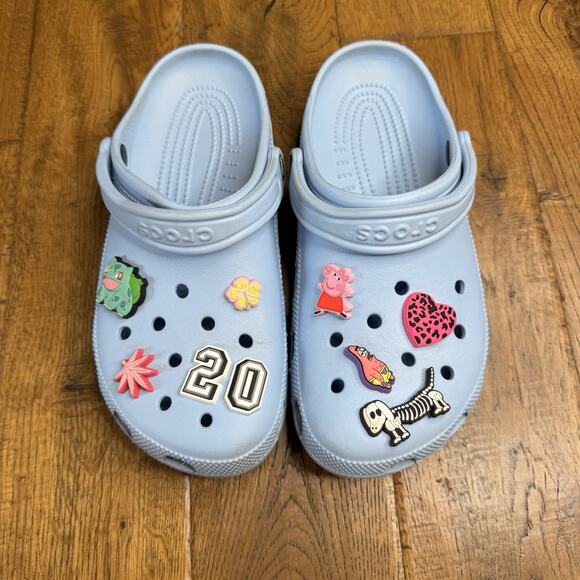 CROCS Shoes - Crocs Classic Light Blue Clog Unisex Slip On Shoe Sandals Womens Sz 10 Jibbitz